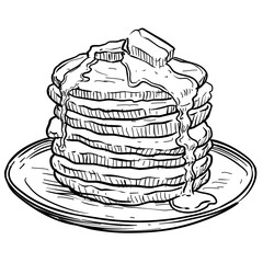 american pancakes handdrawn illustration