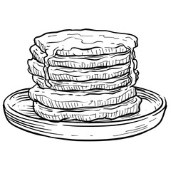 american pancakes handdrawn illustration