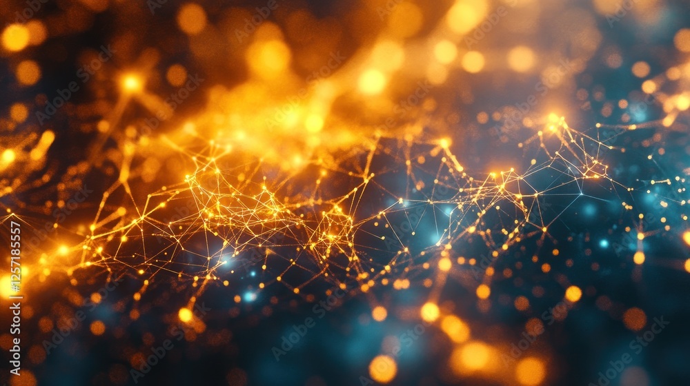 Poster Glowing network of interconnected points and lines abstract background