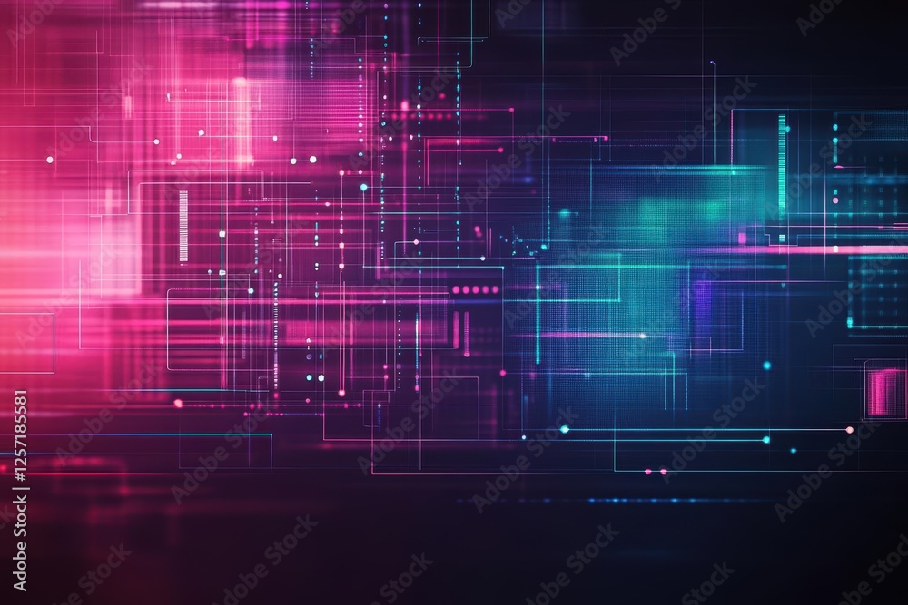 Poster Colorful abstract background featuring lines and dots in a vibrant design for creative projects