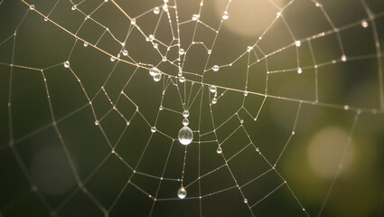 Obraz premium water drops on spider webs