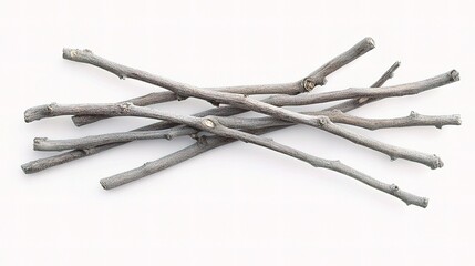 Intricate Silvervine Sticks with Unique Textures Isolated on White