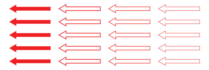 Arrows icon set. Vector set of trendy long arrows left and Right and right in flat style. Replaceable&nbsp;vector&nbsp;design.