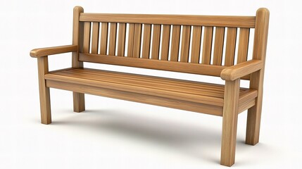 Isolated Wooden Park Bench on White Background for Stock Photography