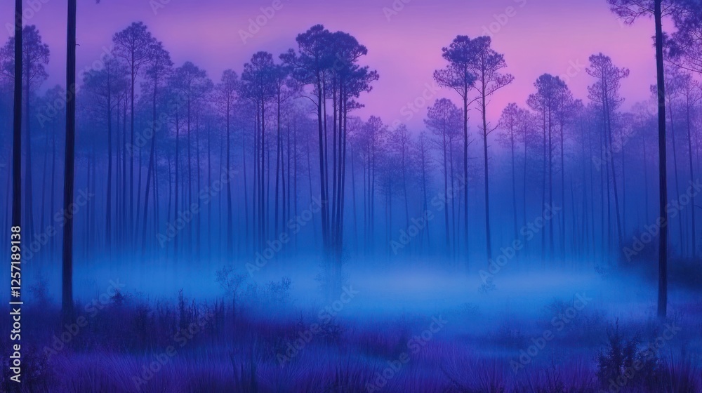 Aufkleber a forest with trees in a surreal and dreamlike atmosphere