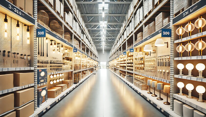 ホームセンター店内と家庭照明商品陳列棚5