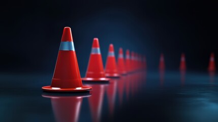 Vibrant traffic cones, ensuring safety and guidance on roads construction zones