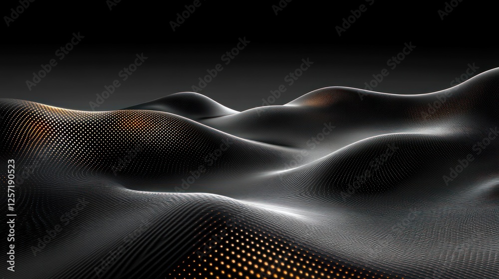 Aufkleber abstract dark landscape with illuminated dots and flowing lines