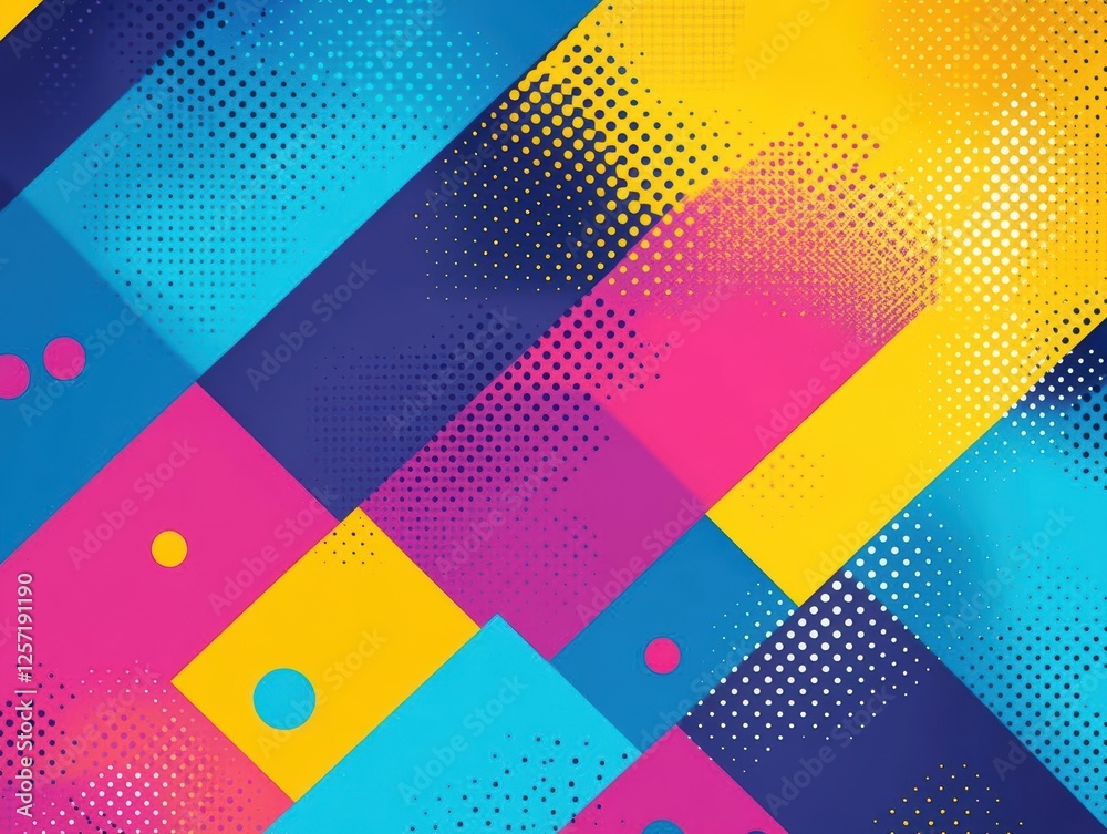 Aufkleber Abstract geometric colorful background with vibrant shapes and patterns in a modern design style