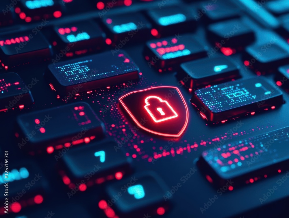 Poster Red heart symbol placed on a black computer keyboard representing love and technology