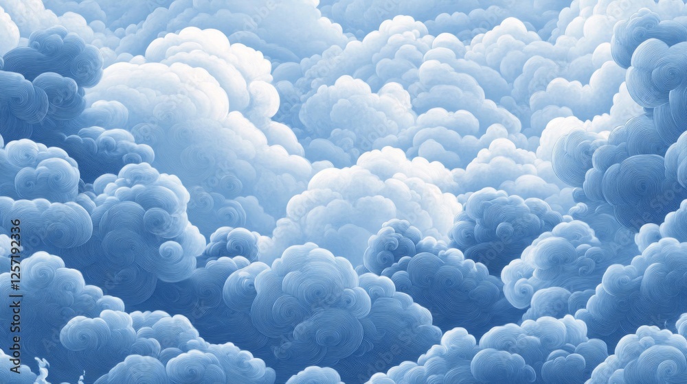 Wall mural abstract background of white clouds in the sky. blue sky with fluffy clouds