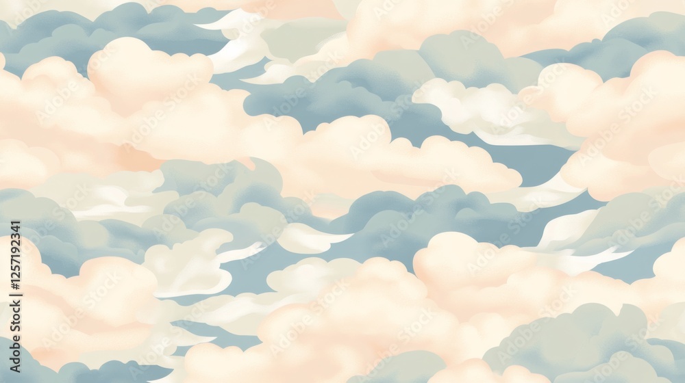 Wall mural abstract background of white clouds in the sky. blue sky with fluffy clouds
