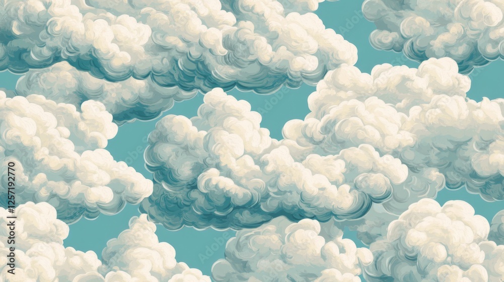 Wall mural abstract background of white clouds in the sky. blue sky with fluffy clouds