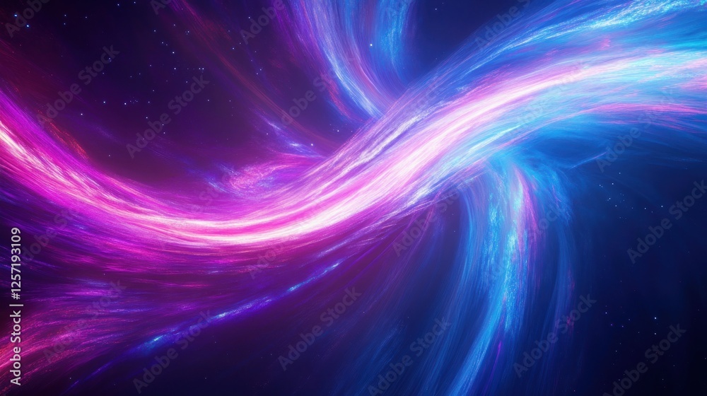 Poster abstract cosmic scene with luminous swirling clouds of color