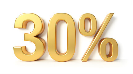 30% Golden 3D Text for Sale and Discount Promotions
