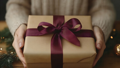 Photo - Hands Holding Gift, Present, Ribbon, Bow, Festive, Giving, Holiday, Celebration, Surprise, Winter, Christmas