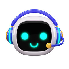 Happy robot. 3d ai character, chat bot mascot isolated on white background, GPT chatbot icon. Artificial intelligence, trendy technology, support service, funny automation computer 