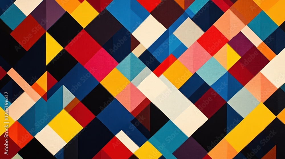 Poster Abstract pattern of colorful intersecting and overlapping diamonds