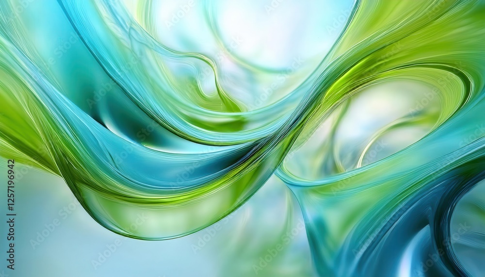 Aufkleber ethereal abstract flow in blue and green hues with dynamic light textures, perfect for modern design
