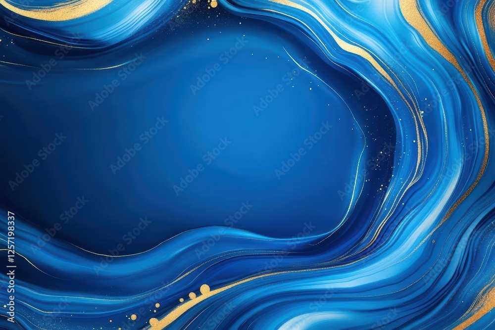 Poster Blue and gold abstract background with smooth gradient and textured design elements