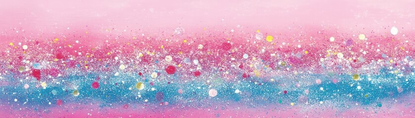 Pastel gradient with glitter and confetti creates a magical scene