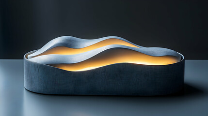 Obraz premium 3D Illustration Modern Lamp Design Glowing Waves Abstract Art