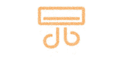 Icon air conditioner is made of yellow grains of sand. Some grains of sand fall down. Transparent background. Black