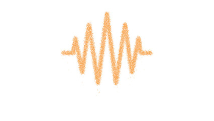 Icon waveform path is made of yellow grains of sand. Some grains of sand fall down. Transparent background. Black