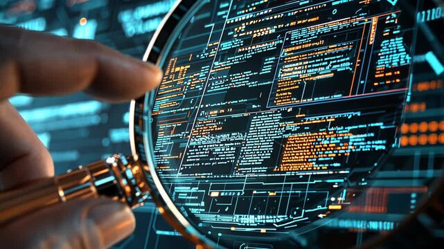 Magnifying glass over digital data: analyzing complex software code in high-tech environment. data analysis, quality assurance, software testing and debugging
