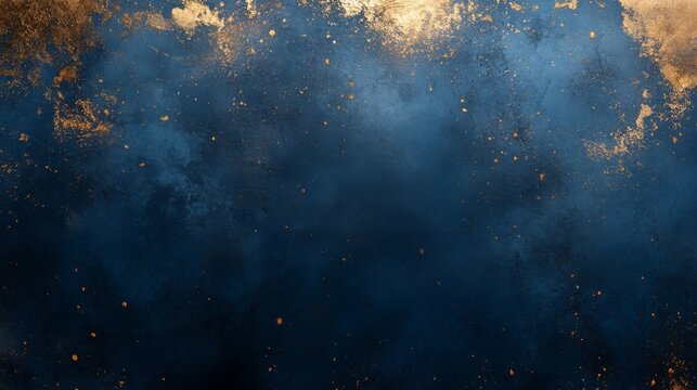 Abstract blue textured background with gold accents and specks