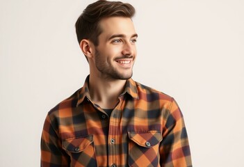 Fototapeta premium Male portrait with flannel shirt