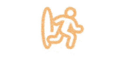 Icon portal exit is made of yellow grains of sand. Some grains of sand fall down. Transparent background. Black