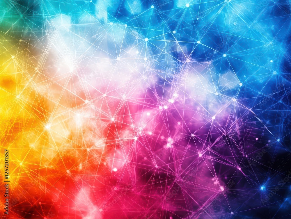 Fototapete Abstract background featuring colorful lines and dots creating a dynamic and vibrant visual design