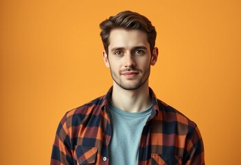 Obraz premium Portrait of a relaxed male in flannel shirt