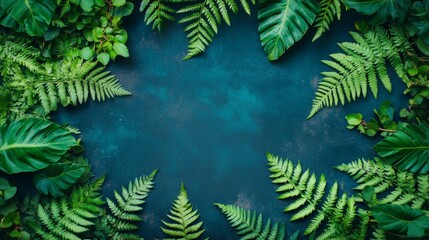Lush green foliage frames a dark textured background elegantly