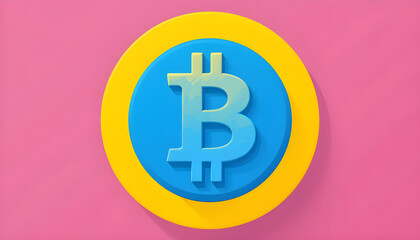 Obraz premium Vibrant Bitcoin Symbol on a Pop Art Background
