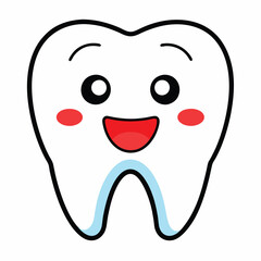 Happy Tooth Vector Illustration for Dental Care, Oral Health, and Adorable Cartoon Design
