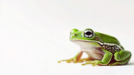 Obraz premium Detailed Side View of Vibrant European Tree Frog on White Background