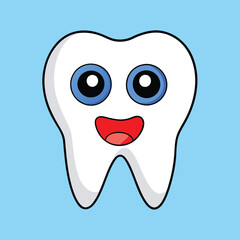 Happy Tooth Vector Illustration for Dental Care, Oral Health, and Adorable Cartoon Design
