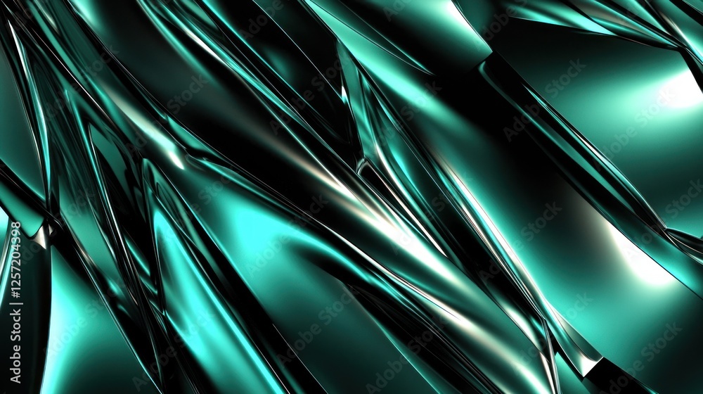 Poster abstract teal surface showcasing a reflective and distorted appearance
