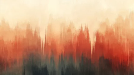 Fototapete An abstract painting evokes a burning forest landscape © addymawy