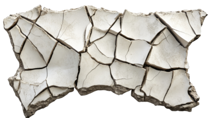 Cracked dry earth representing drought and climate change on transparent background