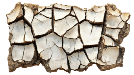 Cracked dry earth representing global warming and drought on transparent background