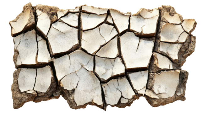 Cracked dry earth representing global warming and drought on transparent background