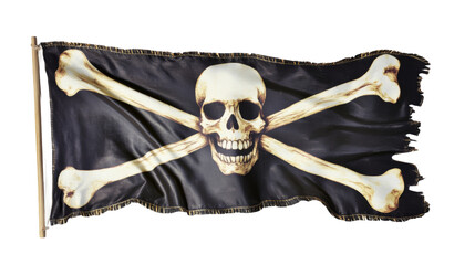 Fototapeta premium Jolly roger pirate flag waving with transparent background