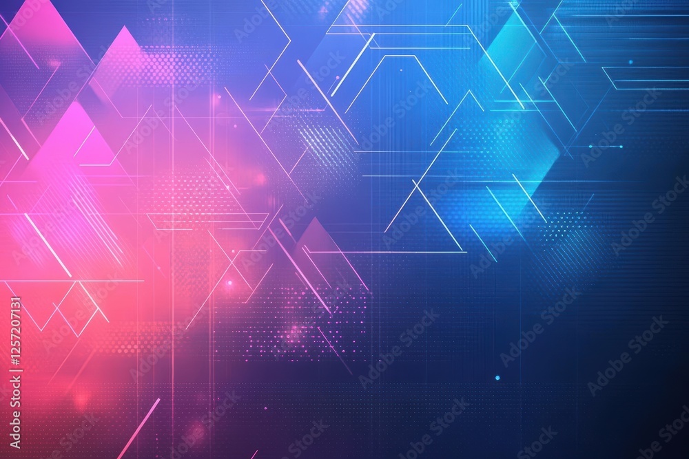 Aufkleber Abstract technology background featuring colorful lines and geometric triangles in a dynamic composition