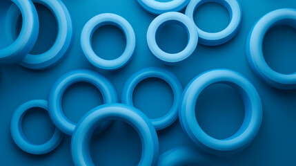 Close up of blue rings abstract background - ai generative