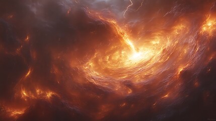 Fiery Vortex Swirling Through Dark Clouds Of Smoke