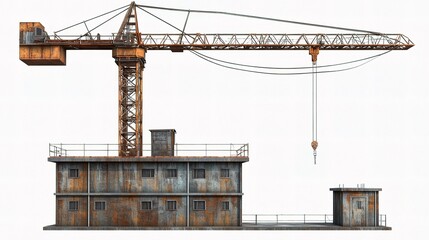 Isolated Tower Crane on Construction Site for Heavy Operations