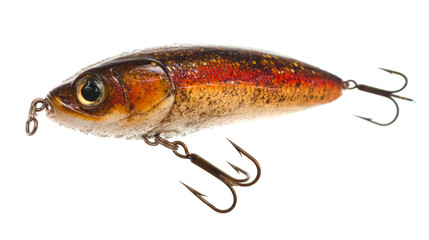 Fishing lure with treble hooks isolated on transparent background